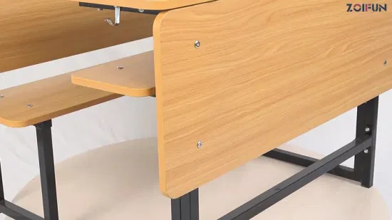 Wooden Metal Connected Classroom Double Table and Chair School Desk and Bench