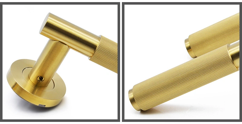 Basic Customization Luxury Door Handle Solid Stainless Steel Lever Gold Handle Knurled Door Handle