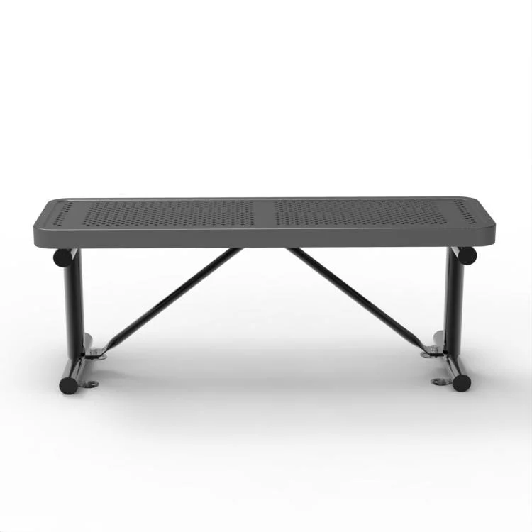 OEM 48&quot; Rectangular Perforated Single Chair Black Park/Outdoor Metal Steel Thermoplastic Bench