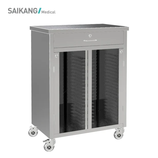 Skh013 Hospital Stainless Steel Case History Trolley (40 shelves)